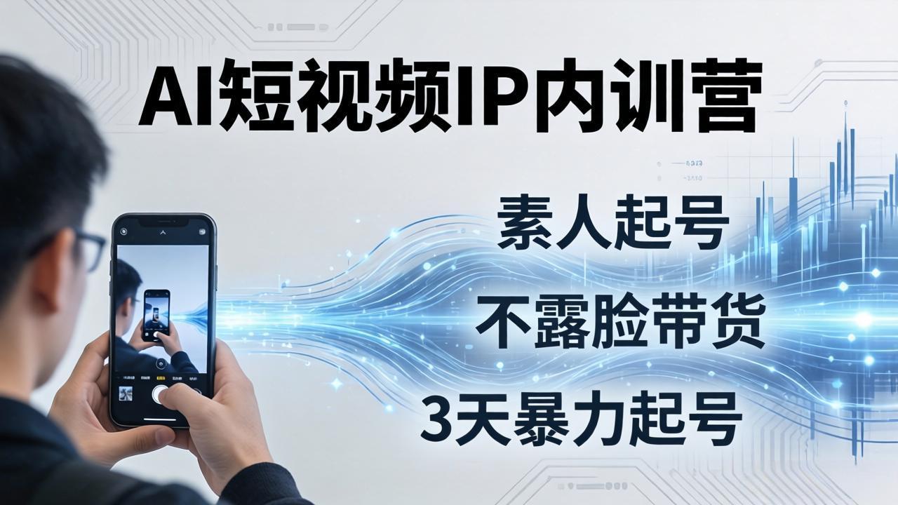2026AI短视频IP内训营：从素人起号到不露脸带货，3天暴力起号全流程拆解-资源站