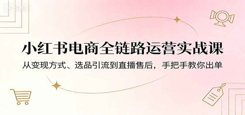 小红书电商全链路运营实战课：从变现方式、选品引流到直播售后，手把手教你出单-资源站