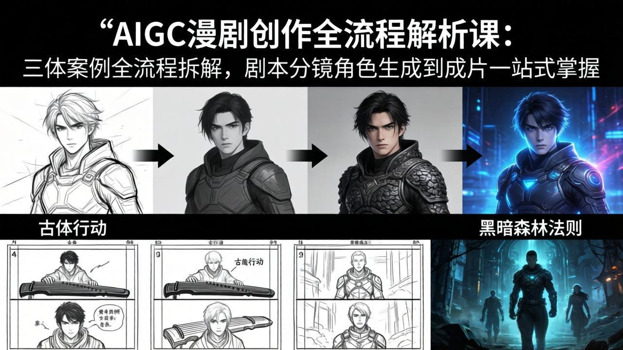 AIGC漫剧创作全流程解析课：三体案例全流程拆解，剧本分镜角色生成到成片一站式掌握-资源站