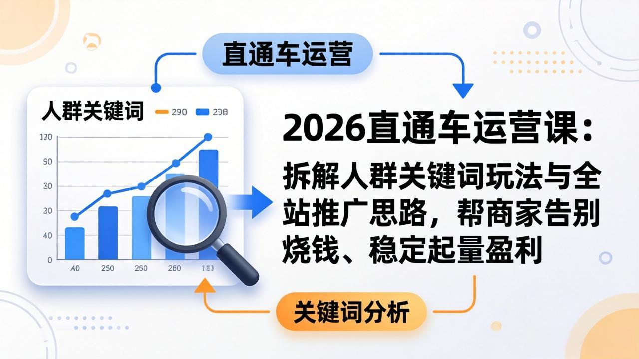 2026直通车运营课：拆解人群关键词玩法与全站推广思路，帮商家告别烧钱、稳定起量盈利-资源站