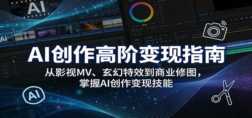 AI创作高阶变现指南：从影视MV、玄幻特效到商业修图，掌握AI创作变现技能-资源站