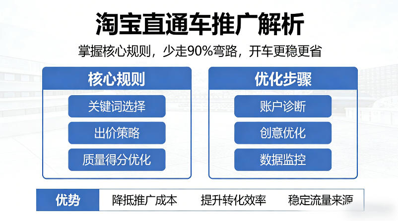 淘宝直通车推广解析，掌握核心规则，少走90%弯路，开车更稳更省-资源站