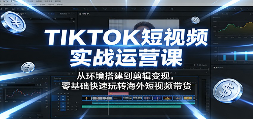 TIKTOK短视频实战运营课：从环境搭建到剪辑变现，零基础快速玩转海外短视频带货-资源站