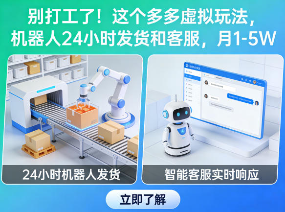 别打工了！这个多多虚拟玩法，机器人24小时发货和客服，月1-5W【揭秘】-资源站