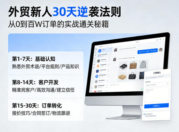 外贸新人30天逆袭法则，教你从0到百W订单的实战通关秘籍-资源站