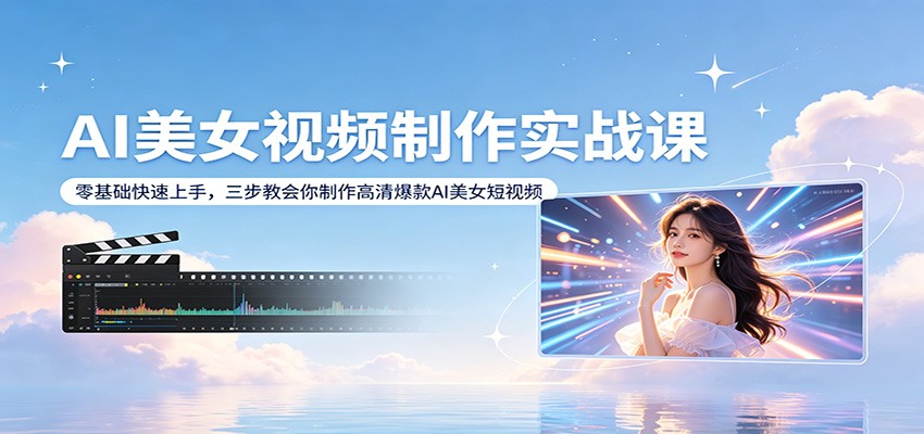 AI美女视频制作实战课：零基础快速上手，三步教会你制作高清爆款AI美女短视频-资源站