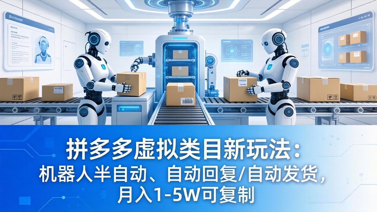 拼多多虚拟类目新玩法：机器人半自动、自动回复 /自动发货，月入 1-5W 可复制-资源站