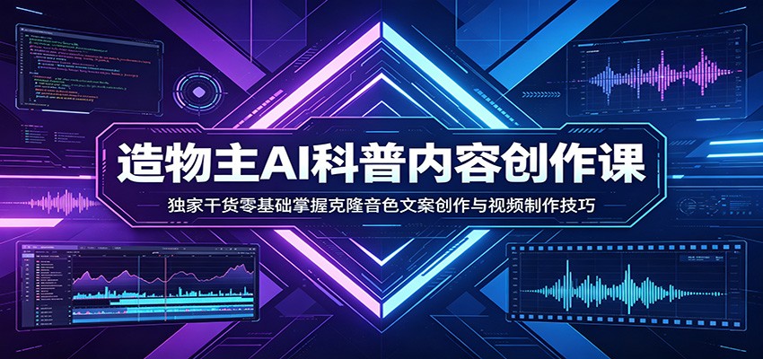 AI科普内容创作课：独家干货零基础掌握克隆音色文案创作与视频制作技巧-资源站
