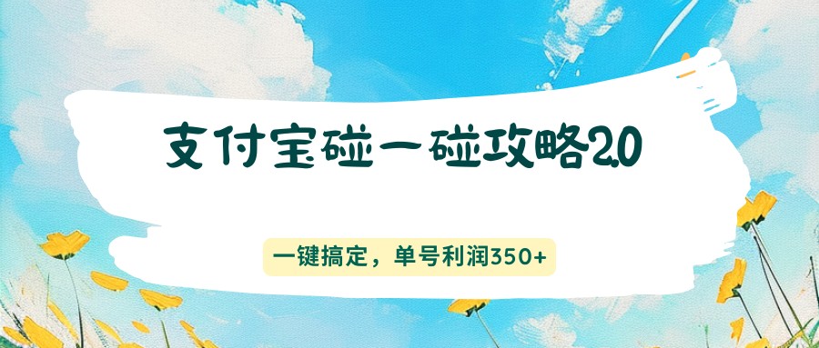支付宝碰一碰攻略2.0，一键搞定，单号利润350+-资源站
