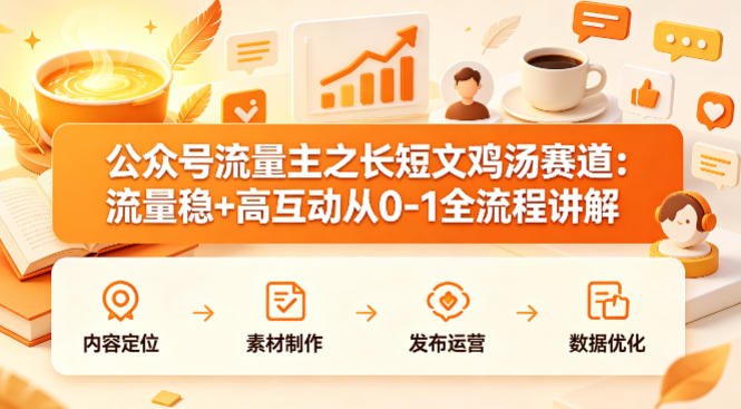 公众号流量主之长短文鸡汤赛道，流量稳+高互动，从0-1全流程讲解-资源站