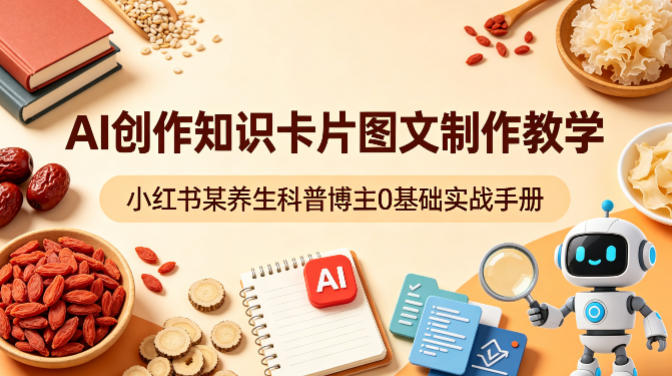AI创作知识卡片图文制作教学，小红书某养生科普博主0基础实战手册-资源站