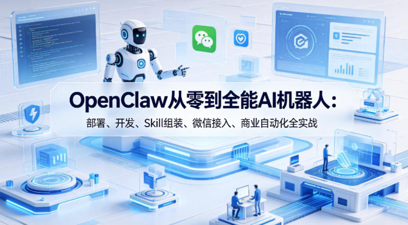 OpenClaw从零到全能AI机器人：部署、开发、Skill组装、微信接入、商业自动化全实战-资源站