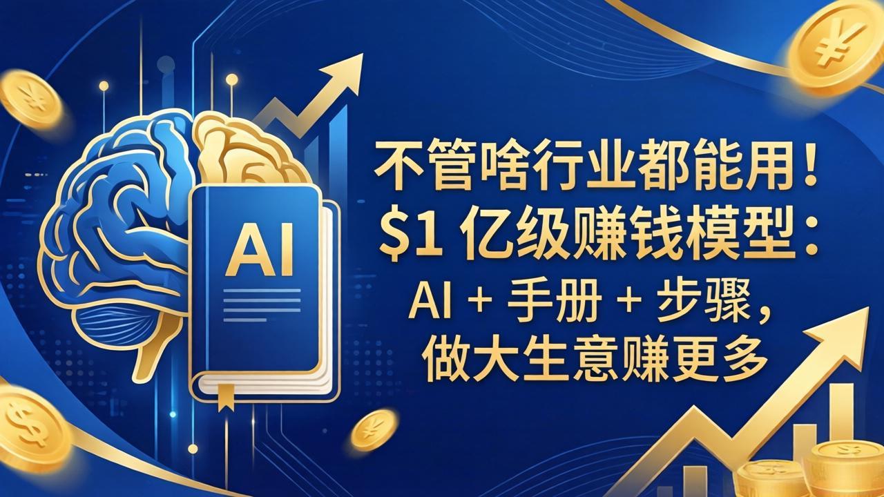 不管啥行业都能用！$1 亿级赚钱模型：AI + 手册 + 步骤，做大生意赚更多-资源站