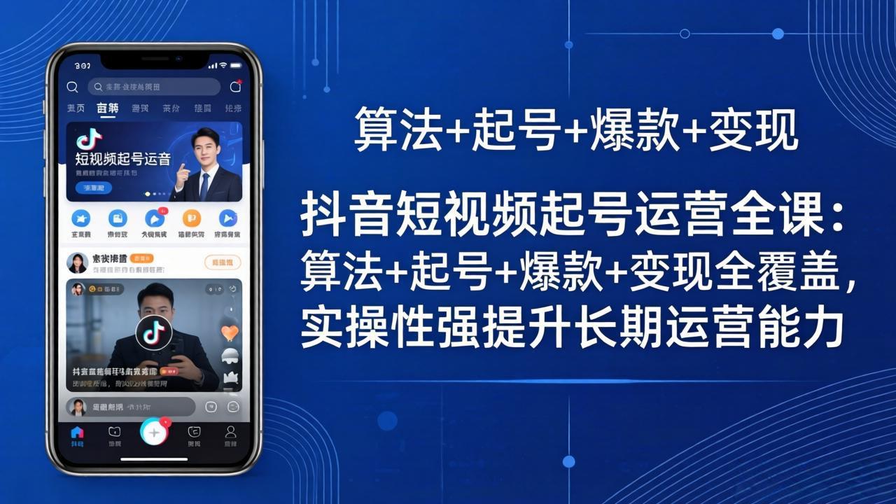 抖音短视频起号运营全课：算法+起号+爆款+变现全覆盖，实操性强提升长期运营能力-资源站