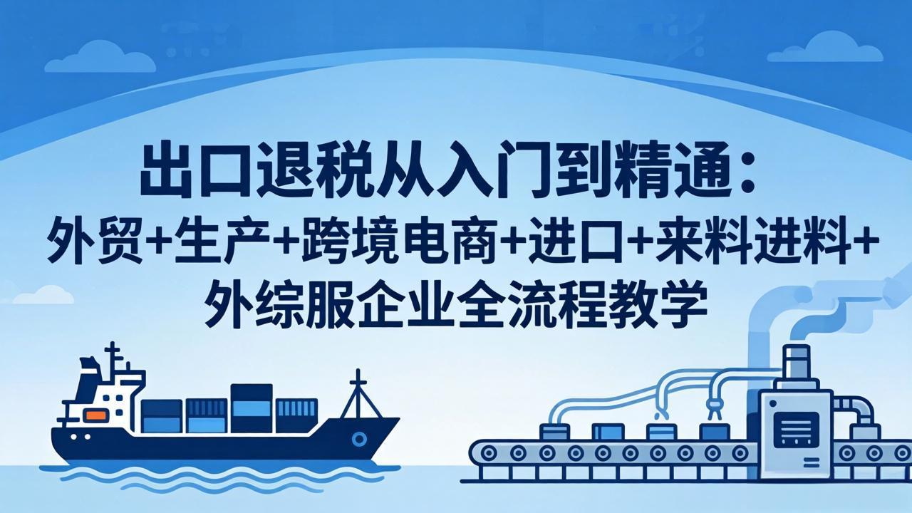 出口退税从入门到精通：外贸+生产+跨境电商+进口+来料进料+外综服企业全流程教学-资源站