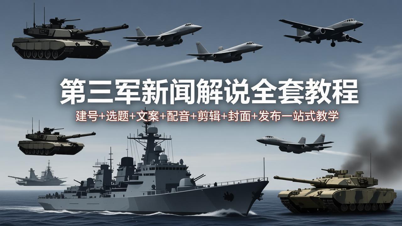 第三军迷新闻解说全套教程：建号+选题+文案+配音+剪辑+封面+发布一站式教学-资源站