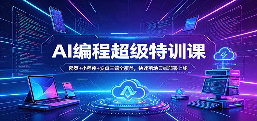 AI编程超级特训课：网页+小程序+安卓三端全覆盖，快速落地云端部署上线-资源站