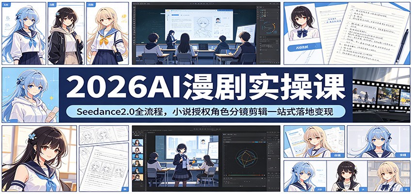 2026AI漫剧实操课：Seedance2.0全流程，小说授权角色分镜剪辑一站式落地变现-资源站