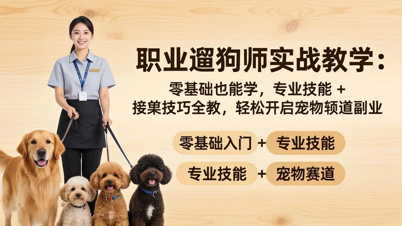 职业遛狗师实战教学：零基础也能学，专业技能 + 接单技巧全教，轻松开启宠物赛道副业-资源站