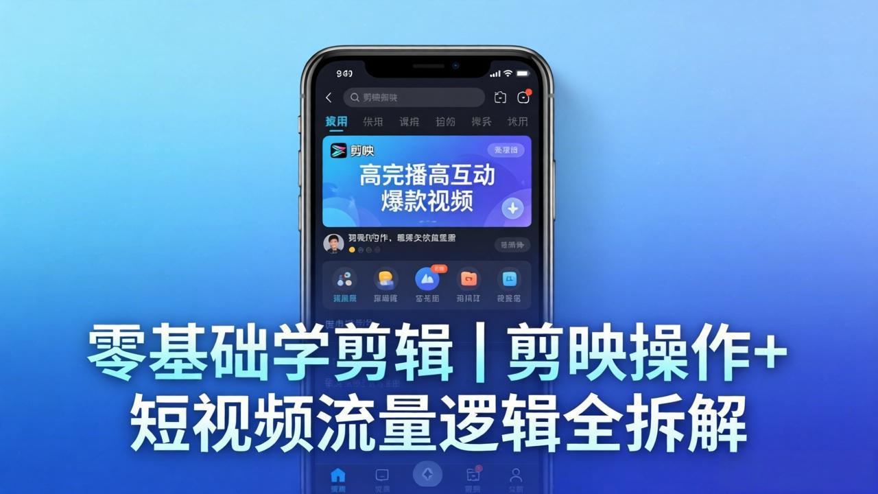 【零基础学剪辑】剪映操作+短视频流量逻辑全拆解｜手把手教你剪出高完播高互动爆款视频-资源站