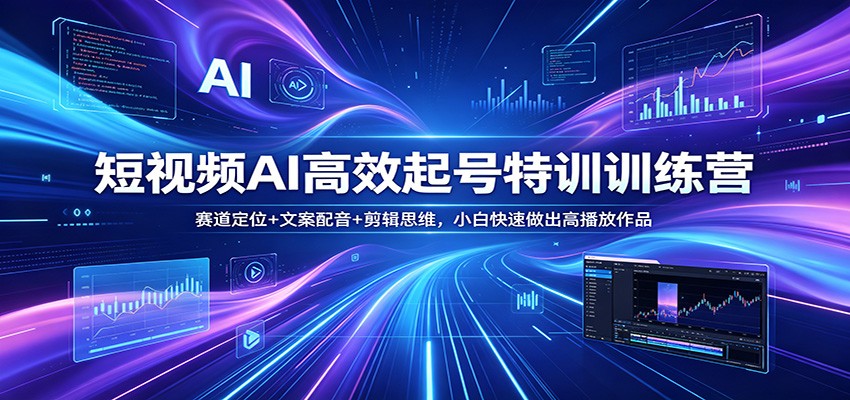 短视频AI高效起号特训训练营：赛道定位+文案配音+剪辑思维，小白快速做出高播放作品-资源站