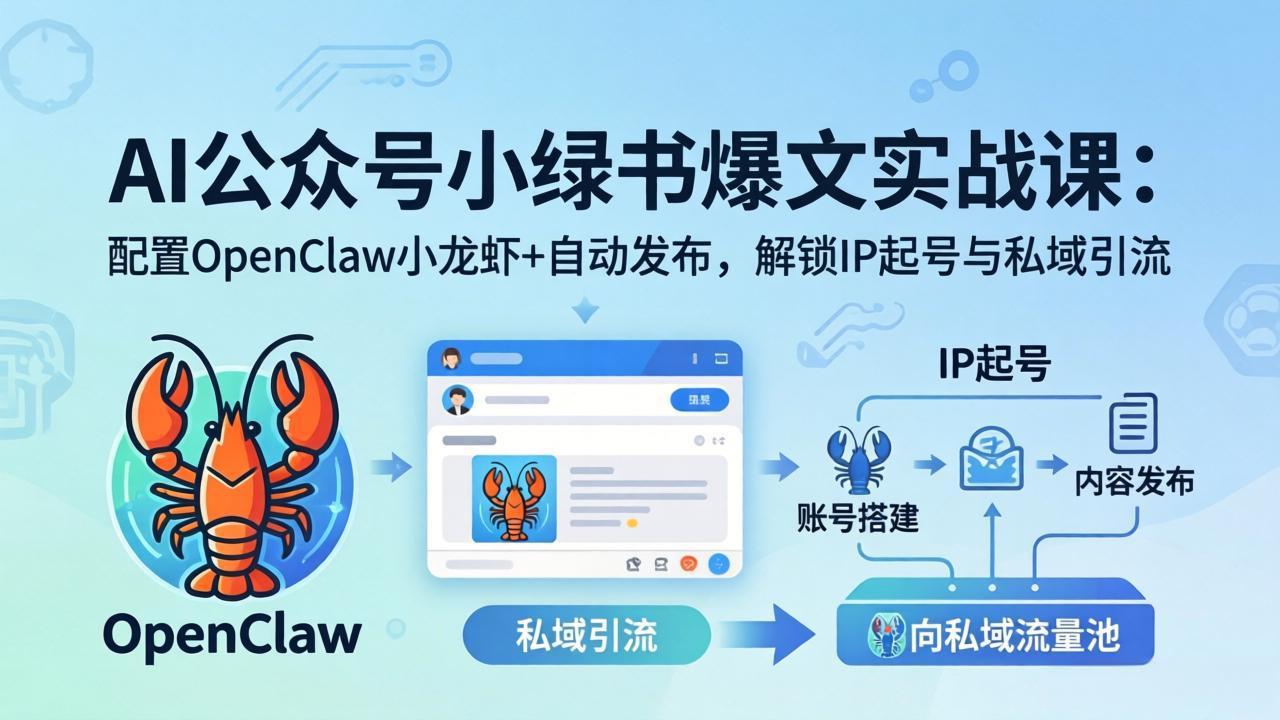 AI公众号小绿书变现实战课：小绿书爆文写作+OpenClaw自动发布，解锁IP起号与私域引流-资源站