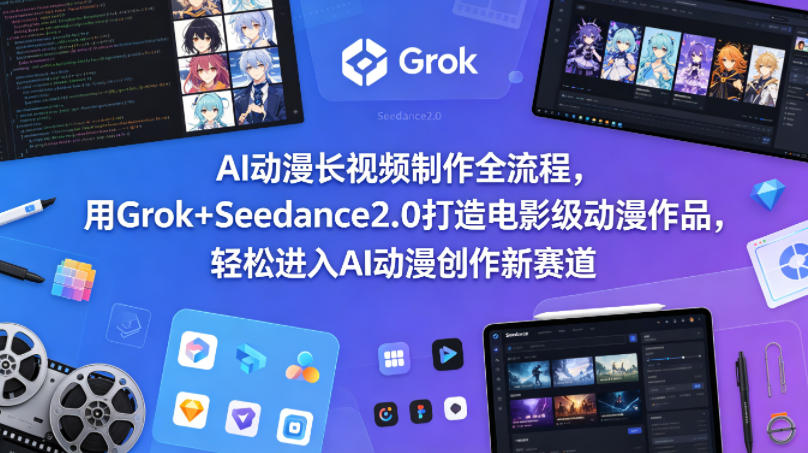 AI动漫长视频制作全流程，用Grok+Seedance2.0打造电影级动漫作品，轻松进入AI动漫创作新赛道-资源站