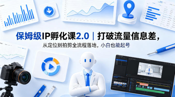 保姆级IP孵化课2.0｜打破流量信息差，从定位到拍剪全流程落地，小白也能起号-资源站