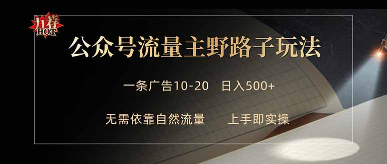 公众号流量主野路子玩法 单条广告10-20元 日入500+-资源站