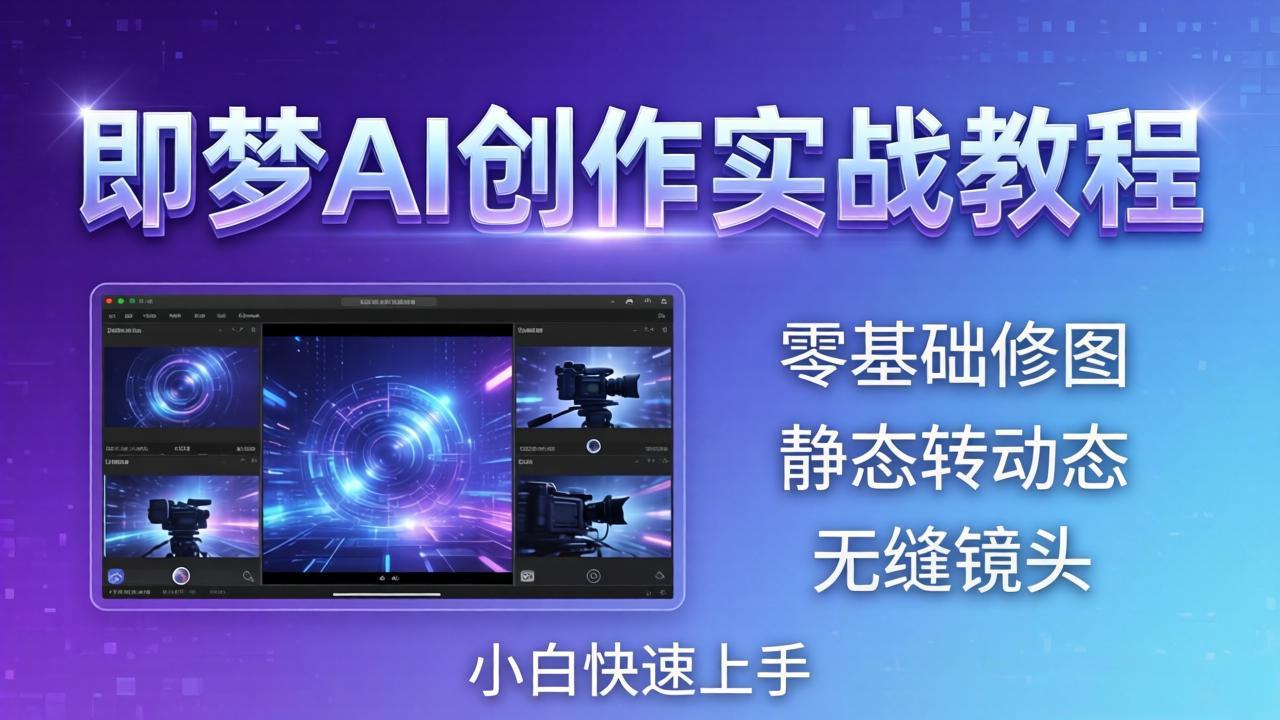即梦AI创作实战教程，从零基础修图到AI导演，实战教学静态转动态+无缝镜头，小白快速上手-资源站