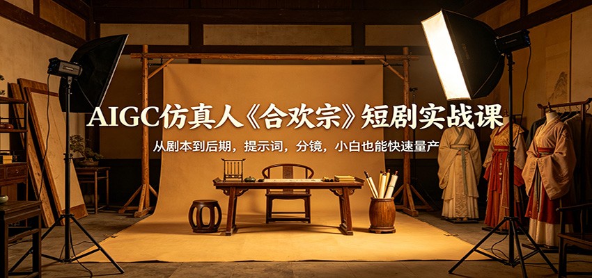 AIGC仿真人《合欢宗》短剧实战课：从剧本到后期，提示词，分镜，小白也能快速量产-资源站