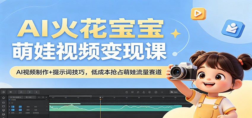 AI火花宝宝萌娃视频变现课：AI视频制作+提示词技巧，低成本抢占萌娃流量赛道-资源站