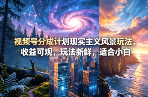 视频号分成计划现实主义风景玩法，收益可观，玩法新鲜，适合小白-资源站