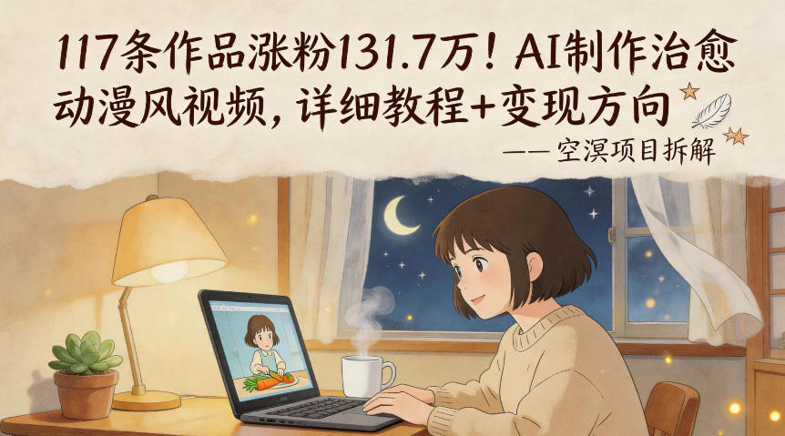 117条作品涨粉131.7W！AI制作治愈动漫风视频，详细教程+变现方向-资源站