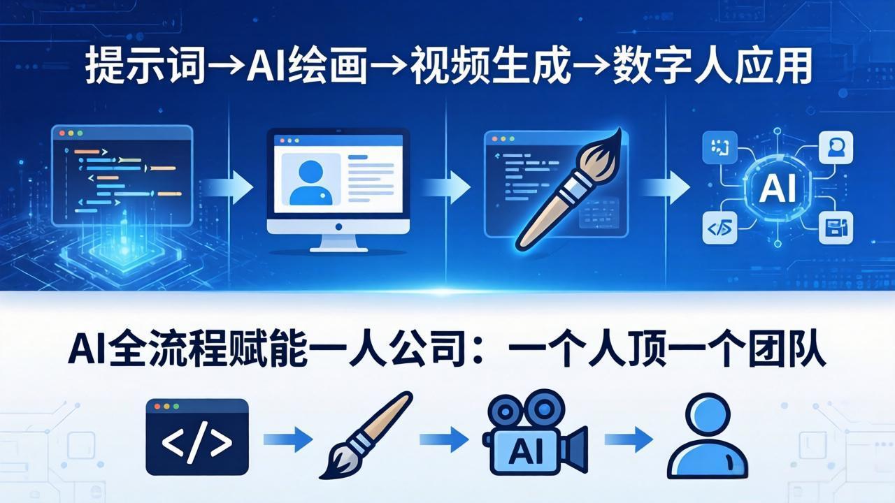 AI全流程赋能一人公司：提示词、绘画、视频、数字人、编程，一个人顶一个团队-资源站