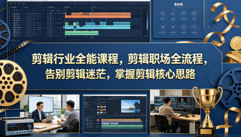 剪辑行业全能课程，剪辑职场全流程，告别剪辑迷茫，掌握剪辑核心思路-资源站