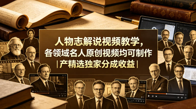 人物志解说视频教学，各领域名人原创视频均可制作丨精选独家分成收益(更新0430)-资源站