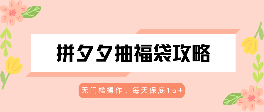 拼夕夕抽福袋攻略，无门槛操作，每天保底15+-资源站