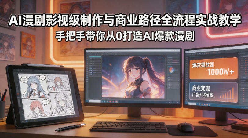AI漫剧影视级制作与商业路径全流程实战教学，手带你从0打造AI爆款漫剧-资源站