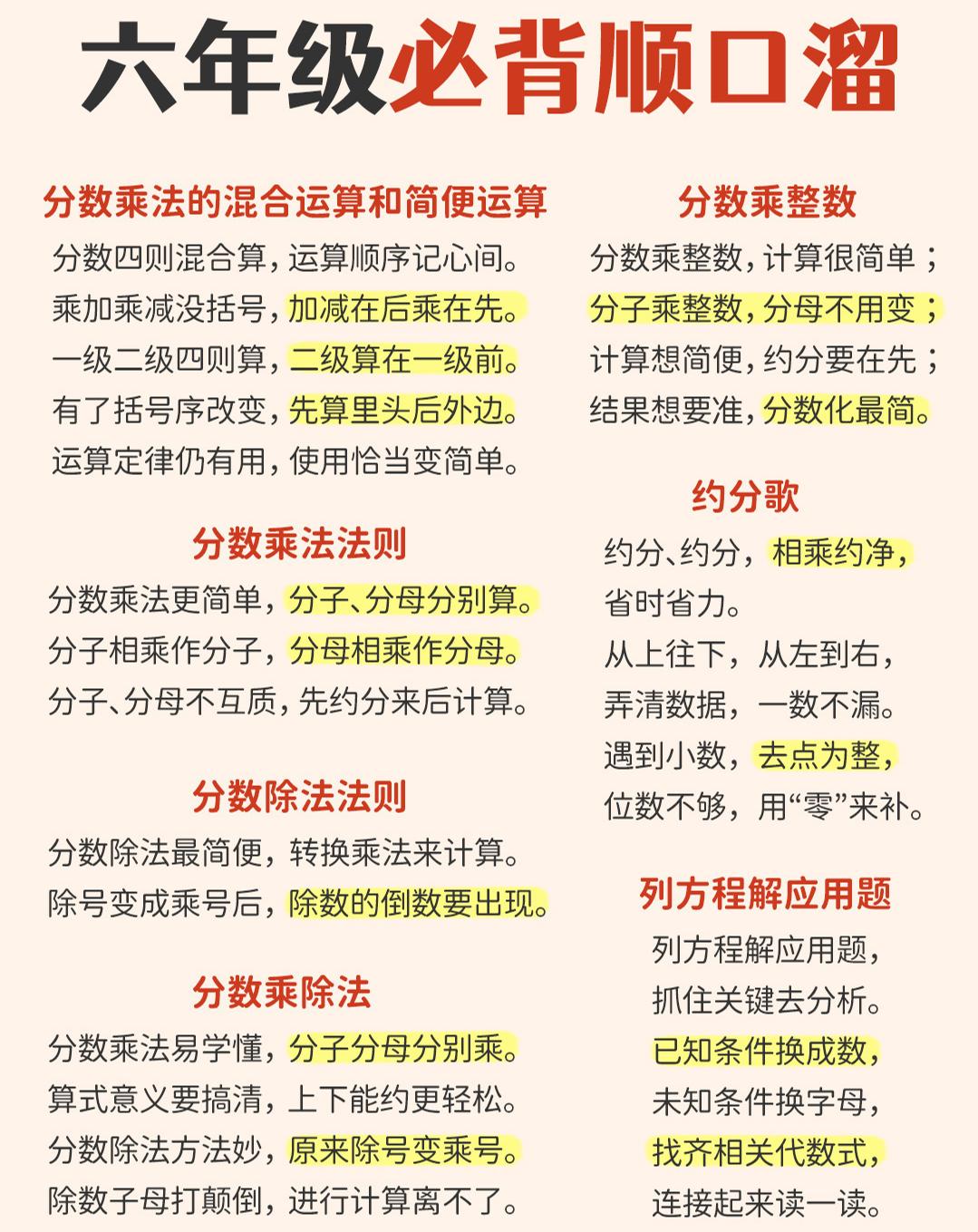 六年级下数学1-6年级必备顺口溜-资源站