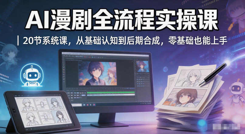 AI漫剧全流程实操课｜20节系统课，从基础认知到后期合成，零基础也能上手-资源站