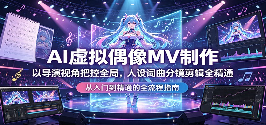 AI虚拟偶像MV制作：以导演视角把控全局，人设词曲分镜剪辑全精通-资源站