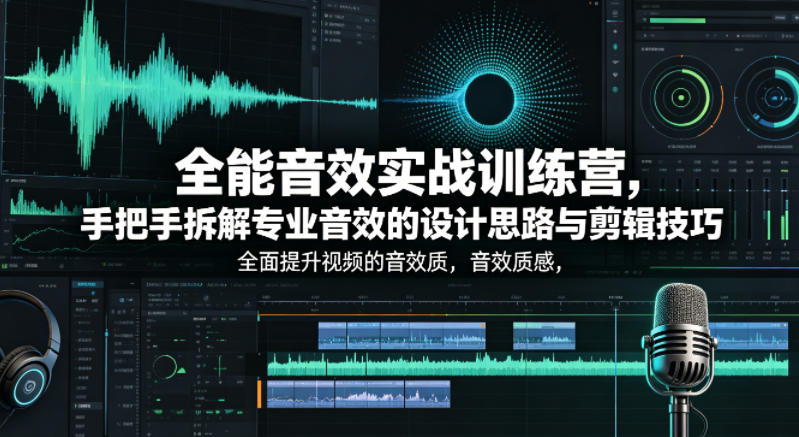 全能音效实战训练营，手把手拆解专业音效的设计思路与剪辑技巧，全面提升视频的音效质感-资源站