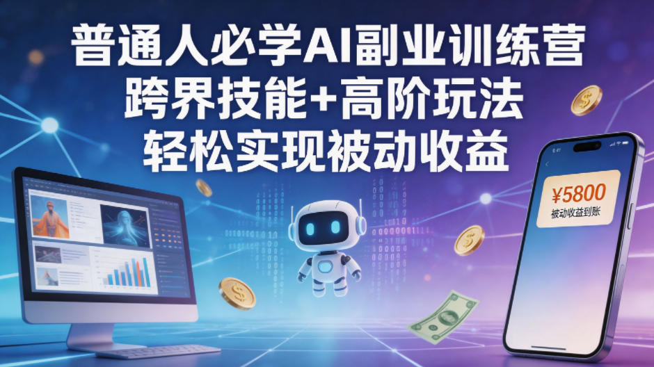 普通人必学AI副业训练营跨界技能+高阶玩法轻松实现被动收益-资源站