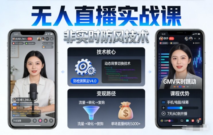 宝子哥无人直播实战课，非实时防风技术，聚焦抖音快手等平台直播带货，轻松开启直播变现之路(更新2026年5月02日)-资源站
