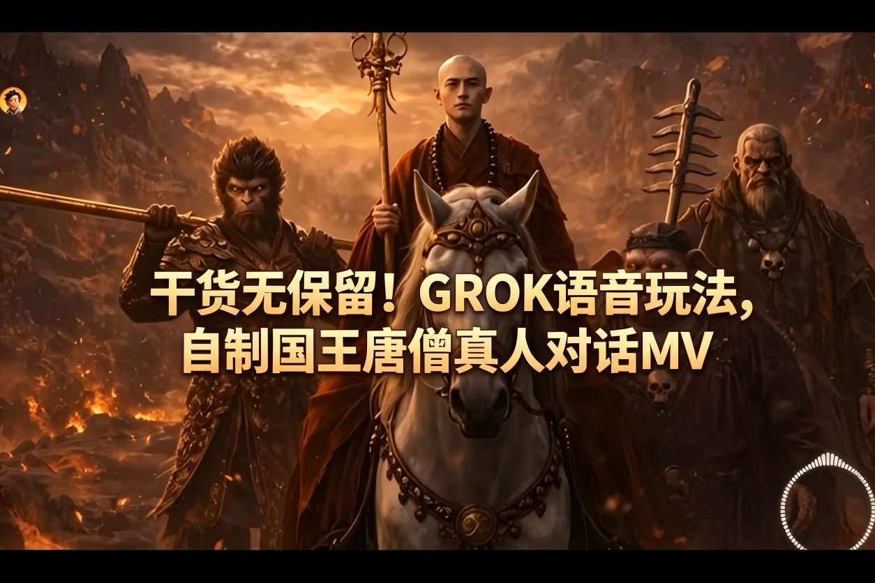 干货无保留！GROK语音玩法，自制国王唐僧真人对话MV-资源站