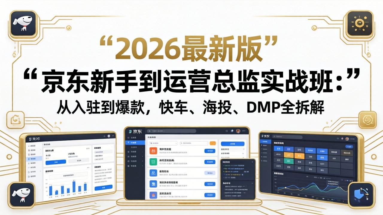 京东新手到运营总监实战班：从入驻到爆款，快车、海投、DMP全拆解，2026最新版-资源站