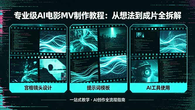 专业级AI电影MV制作教程，从想法到成片全拆解，宫格镜头+提示词模板+AI工具一站式教学-资源站