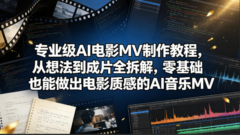 专业级AI电影MV制作教程，从想法到成片全拆解，零基础也能做出电影质感的AI音乐MV-资源站