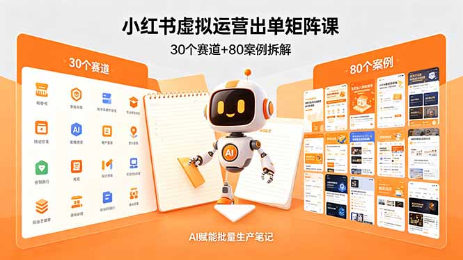 小红书虚拟运营出单矩阵课：30个赛道+80案例拆解，AI赋能批量生产笔记-资源站